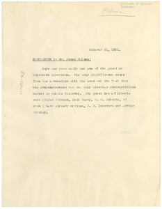 Memorandum from W. E. B. Du Bois to The Dictionary of American Biography