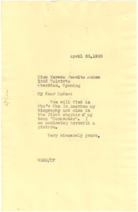 Letter from W. E. B. Du Bois to Teresa Juanita Askew