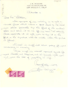 Letter from J. M. Wiggins to W. E. B. Du Bois