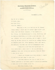 Letter from James E. Shepherd to W. E. B. Du Bois