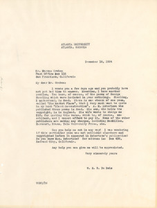 Letter from W. E. B. Du Bois to Marcus Graham