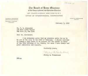Letter from Philip M. Widenhouse to E. R. Alexander