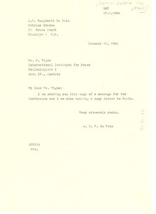 Letter from W. E. B. Du Bois to International Institute for Peace