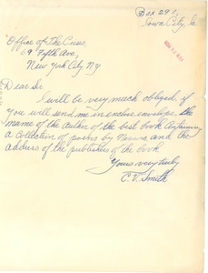 Letter from C. V. Smith to The Crisis