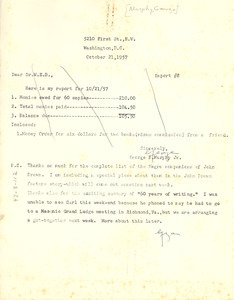 Letter and receipt from George Murphy to W. E. B. Du Bois