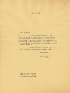 Letter from Ellen Irene Diggs to Du Bois Williams