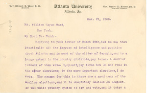 Letter from W. E. B. Du Bois to William Hayes Ward
