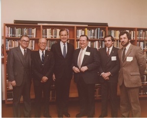 Vice president George Bush with ICD staff at conference