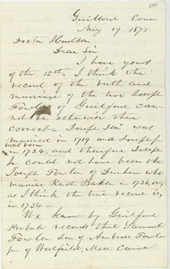 Letter from Alvan Taleoth to Erasmus Darwin Hudson