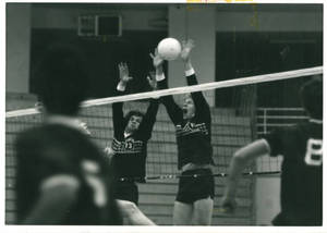 Blocking the volleyball