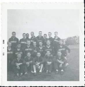 Roger Maloney and cross country team group portrait (December, 1958)