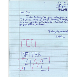 Letter to Jane Richard from student in Sylvania, Ohio