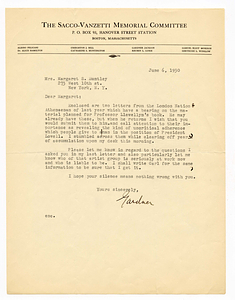 Letter from Gardner Jackson to Margaret S. Huntley, June 6, 1930