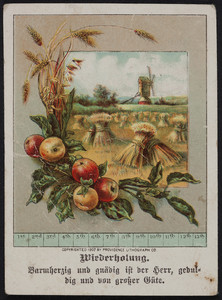 Wiederholung card, Harris, Jones & Co., Providence Lithograph Co., Providence, Rhode Island, 1907