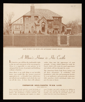 Man's home is his castle, American Chain Link Fence Company, 24-26 Ship Avenue, Medford, Mass.