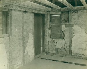 Interior view of northeast corner of chamber, Browne House, Watertown, Mass., undated