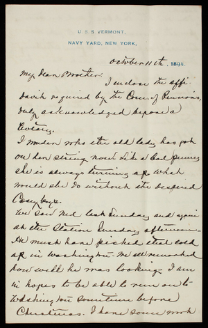 Admiral Silas Casey to Thomas Lincoln Casey, October 11, 1894