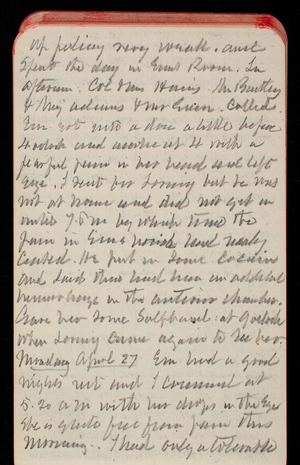 Thomas Lincoln Casey Notebook, February 1890-May 1891, 71, up feeling very weak. And