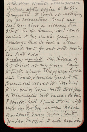 Thomas Lincoln Casey Notebook, February 1890-April 1890, 66, with him until tomorrow