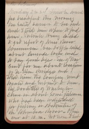 Thomas Lincoln Casey Notebook, November 1894-March 1895, 056, Monday Dec 24
