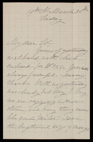 [Alice W. Babcock] to Thomas Lincoln Casey, March 30, 1883