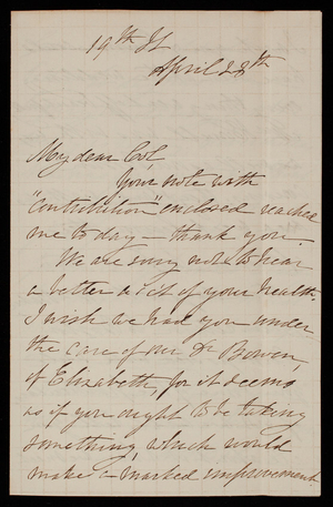 [Alice W.] Babcock to Thomas Lincoln Casey, April 28, 1883