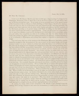 [William Wetmore] Story to [William Wilson] Corcoran, November 3, 1878, circular