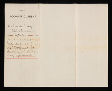 Accounts Current of Lt. Col. Thos. Lincoln Casey - September 1883, October 1, 1883