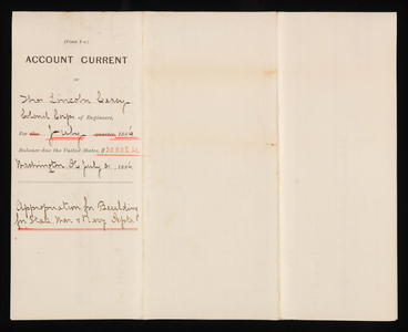 Accounts Current of Thos. Lincoln Casey - July 1886, July 31, 1886