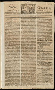 The Boston-Gazette, and Country Journal, 25 November 1771