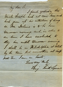 Letter from Benjamin Smith Lyman to Sir