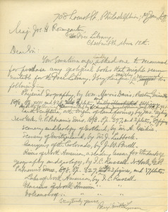 Letter from Benjamin Smith Lyman to Joseph G. Rosengarten