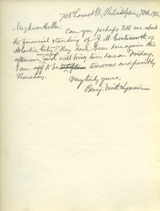 Letter from Benjamin Smith Lyman to Charles S. Heller