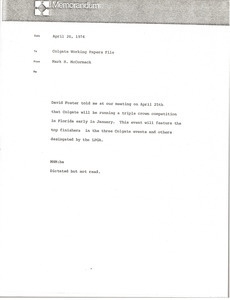 Memorandum from Mark H. McCormack to Colgate working papers file