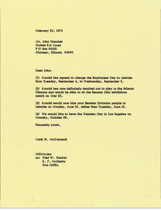 Letter from Mark H. McCormack to John P. Grember