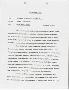 Memorandum from Mark H. McCormack to William H. Carpenter and David A. Rees