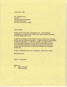 Letter from Mark H. McCormack to Annette Green