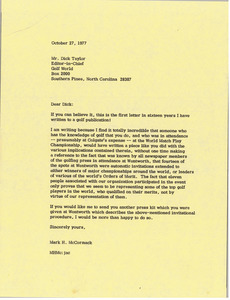 Letter from Mark H. McCormack to Dick Taylor