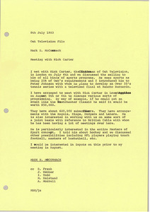 Memorandum from Mark H. McCormack to Oak Television file