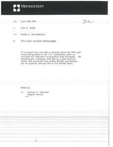 Memorandum from Mark H. McCormack to Ian T. Todd