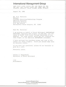 Letter from Laurie Roggenburk to M. E. Raulston