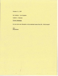 Memorandum from Judy A. Chilcote to Liz Lehman