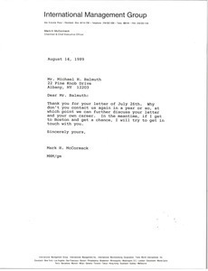 Letter from Mark H. McCormack to Michael H. Balmuth - Digital Commonwealth