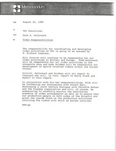 Memorandum from Mark H. McCormack to TWI executives