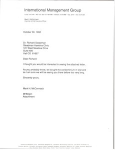 Letter from Mark H. McCormack to Dr. Richard Steadman