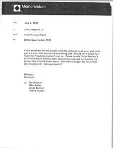 Memorandum from Mark H. McCormack to David Osborne