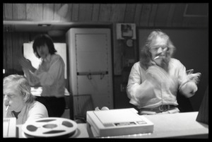 Bill Halverson (sound engineer), Graham Nash, and David Crosby (l. to r.) in Wally Heider Studio 3 while producing the first Crosby, Stills, and Nash album