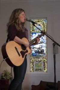 Dar Williams, at sound check at the First Congregational Church in Wellfleet