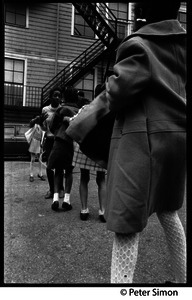 GIrls skipping rope in the parking lot, Liberation School, Boston, Mass.