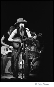 Bob Dylan performing at the Harvard Square Theater, Cambridge, with the Rolling Thunder Revue